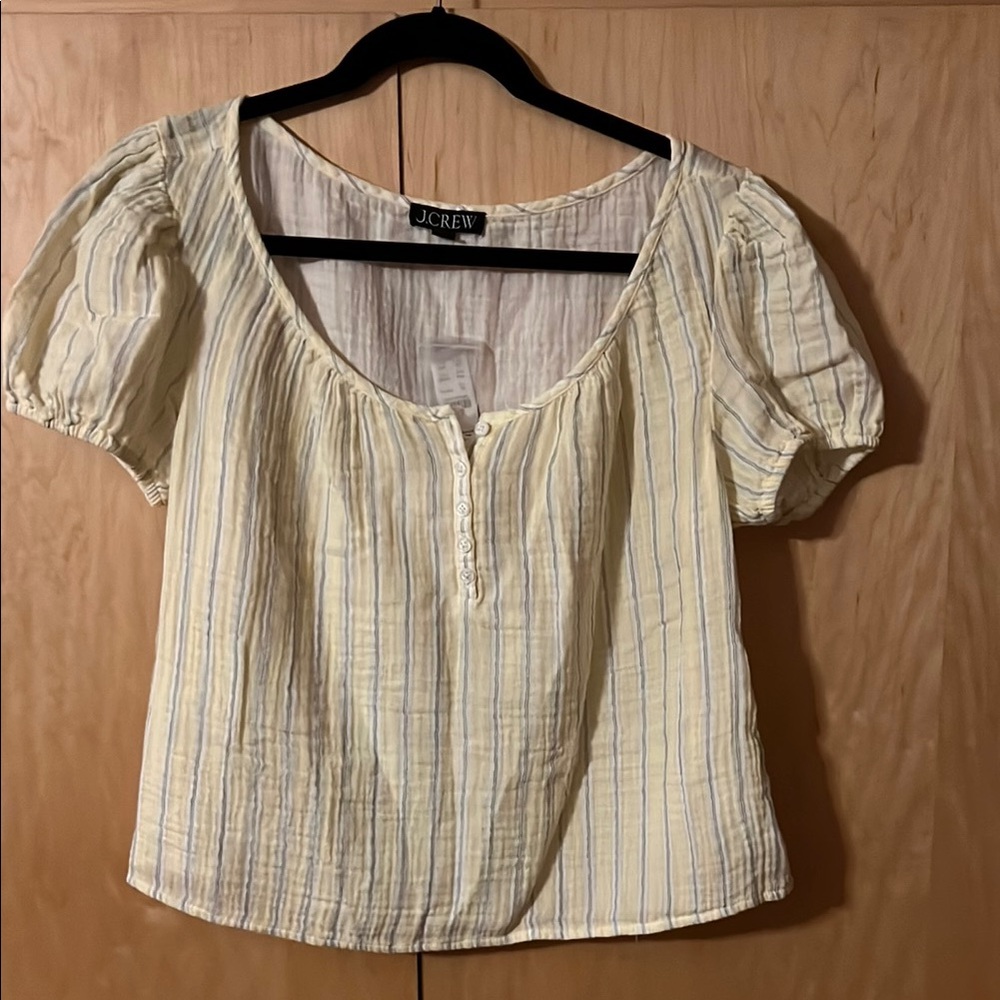 J. Crew Women's Yellow and Black Striped Blouse